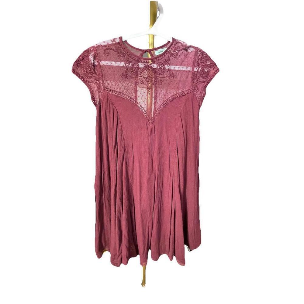 Kimchi Blue Women's Embroidered Crinkle Mini Dress Sz XS Whimsigoth Witch Grunge